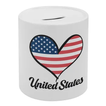 USA flag, Κουμπαράς πορσελάνης με τάπα