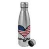 Metallic water bottle, stainless steel, 750ml