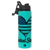 Metallic water bottle with safety lid, 850ml aluminum