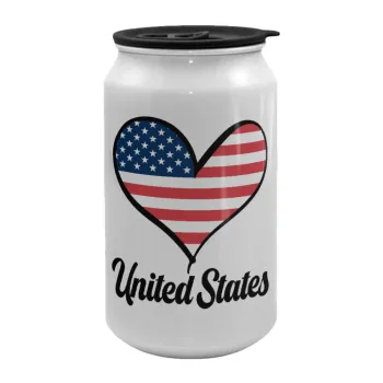 USA flag, Κούπα ταξιδιού μεταλλική με καπάκι (tin-can) 500ml