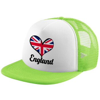 England flag, Καπέλο Soft Trucker με Δίχτυ Πράσινο/Λευκό