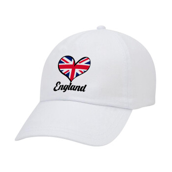 England flag, Καπέλο ενηλίκων Jockey Λευκό (snapback, 5-φύλλο, unisex)