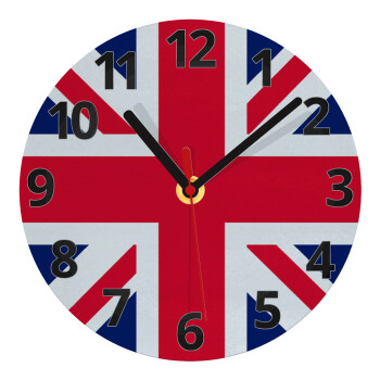 England flag, Ρολόι τοίχου γυάλινο (20cm)