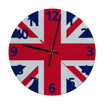England flag, Ρολόι τοίχου γυάλινο (30cm)