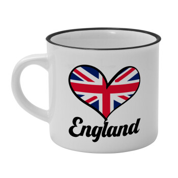 England flag, Κούπα κεραμική vintage Λευκή/Μαύρη 230ml