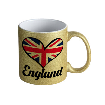 England flag, Κούπα Χρυσή Glitter που γυαλίζει, κεραμική, 330ml
