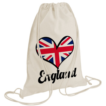 England flag, Τσάντα πλάτης πουγκί GYMBAG natural (28x40cm)