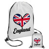 England flag, Τσάντα πουγκί με μαύρα κορδόνια 45χ35cm (1 τεμάχιο)