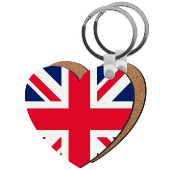 England flag, Μπρελόκ Ξύλινο καρδιά MDF