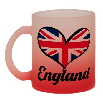 England flag, Κούπα γυάλινη δίχρωμη με βάση το κόκκινο ματ, 330ml