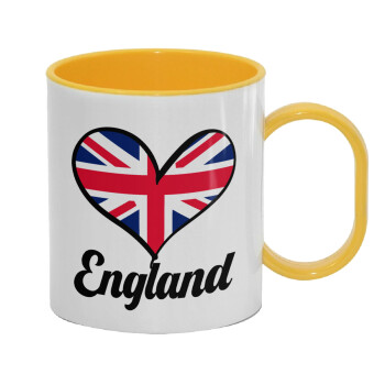 England flag, Κούπα (πλαστική) (BPA-FREE) Polymer Κίτρινη για παιδιά, 330ml