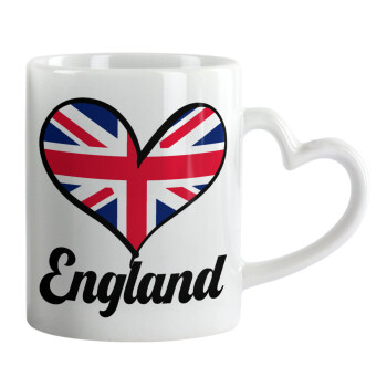 England flag, Κούπα καρδιά χερούλι λευκή, κεραμική, 330ml