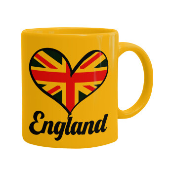 England flag, Ceramic coffee mug yellow, 330ml