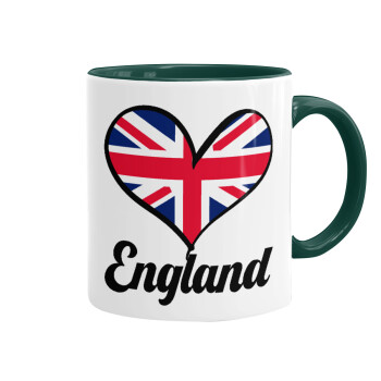 England flag, Mug colored green, ceramic, 330ml