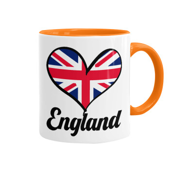 England flag, Κούπα χρωματιστή πορτοκαλί, κεραμική, 330ml