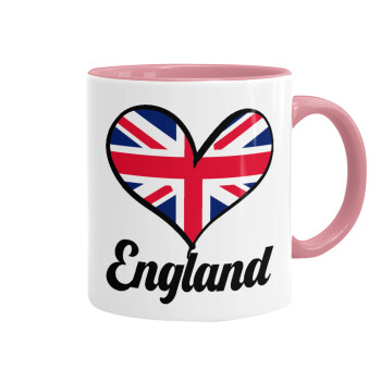 England flag, Κούπα χρωματιστή ροζ, κεραμική, 330ml