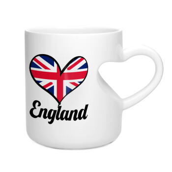 England flag, Κούπα καρδιά λευκή, κεραμική, 330ml