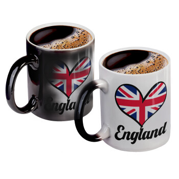England flag, Color changing magic Mug, ceramic, 330ml when adding hot liquid inside, the black colour desappears (1 pcs)