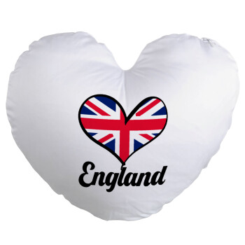 England flag, Μαξιλάρι καναπέ καρδιά 40x40cm περιέχεται το  γέμισμα