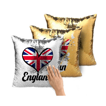 England flag, Μαξιλάρι καναπέ Μαγικό Χρυσό με πούλιες 40x40cm περιέχεται το γέμισμα