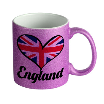 England flag, Κούπα Μωβ Glitter που γυαλίζει, κεραμική, 330ml