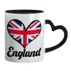 Mug heart black handle, ceramic, 330ml