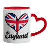 Mug heart red handle, ceramic, 330ml