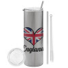 Tumbler stainless steel Silver 600ml, with metal straw & cleaning brush