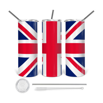 England flag, 360 Eco friendly stainless steel tumbler 600ml, with metal straw & cleaning brush