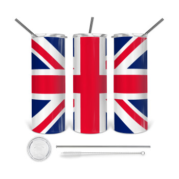 England flag, Tumbler stainless steel 600ml, with metal straw & cleaning brush