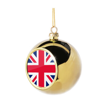 England flag, Golden Christmas tree ball ornament 8cm