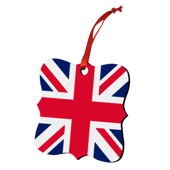 England flag, Χριστουγεννιάτικο στολίδι polygon ξύλινο 7.5cm