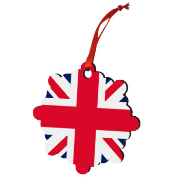 England flag, Χριστουγεννιάτικο στολίδι snowflake ξύλινο 7.5cm