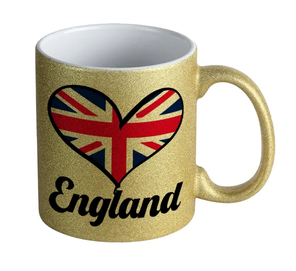 England flag — Κούπα Χρυσή Glitter που γυαλίζει, κεραμική, 330ml