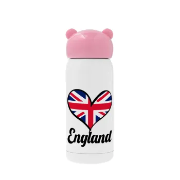 England flag, Pink stainless steel thermal flask, 320ml