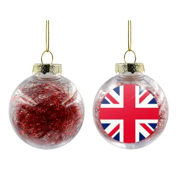 England flag, Transparent Christmas tree ball ornament with red filling 8cm