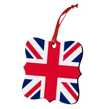 England flag, Στολίδι Χριστουγεννιάτικο στολίδι polygon ξύλινο 7.5cm