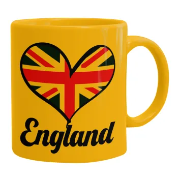 England flag, Ceramic coffee mug yellow, 330ml
