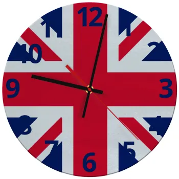 England flag, Ρολόι τοίχου γυάλινο (30cm)