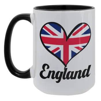 England flag, Κούπα Mega 15oz, κεραμική Μαύρη, 450ml