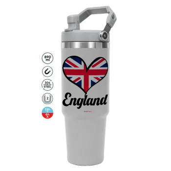 England flag, GREY Travel Tumbler with Handle 890ml