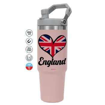 England flag, PINK Travel Tumbler with Handle 890ml