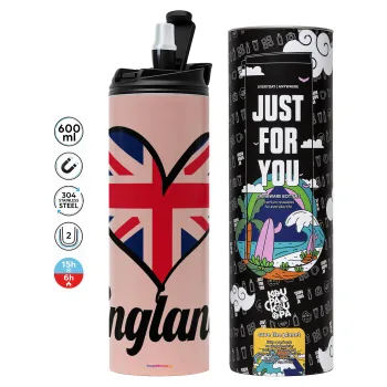 England flag, Tumbler stainless steel PINK 600ml