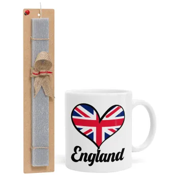 England flag, Easter Set, Ceramic Cup (330ml) & Easter aromatic flat candle (30cm) (GRAY)