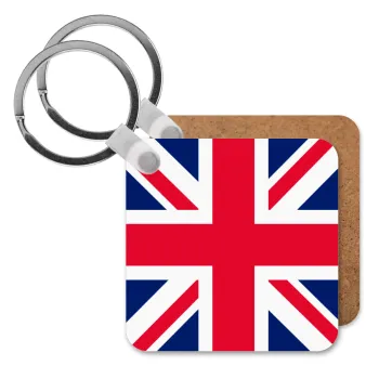 England flag, Μπρελόκ Ξύλινο τετράγωνο MDF