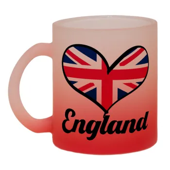 England flag, Κούπα γυάλινη δίχρωμη με βάση το κόκκινο ματ, 330ml