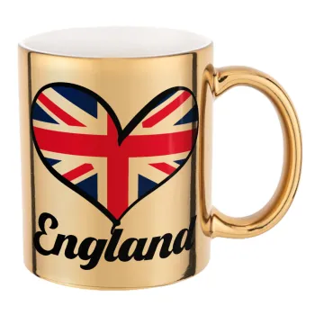 England flag, Κούπα κεραμική, χρυσή καθρέπτης, 330ml
