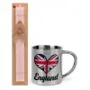 Easter Set, metallic thermal cup (300ml) & aromatic flat Easter candle (30cm) (PINK)