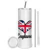 Tumbler stainless steel 600ml, with metal straw & cleaning brush