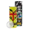 Neon Yellow Travel Tumbler, with metal straw (Stainless steel 304 Food grade, BPA free, 600ml)